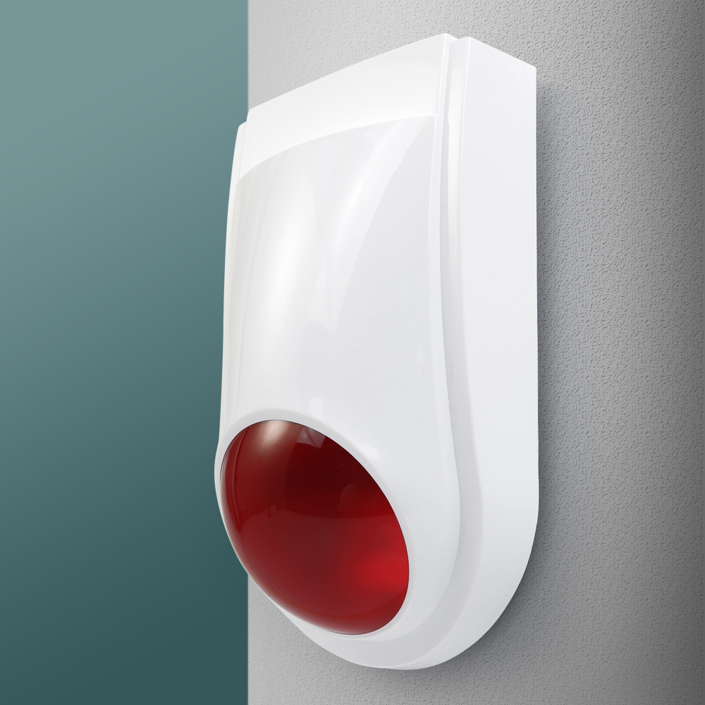 Alarm Siren Outdoor - Bezprzewodowa syrena błyskowa E6 z czerwonym